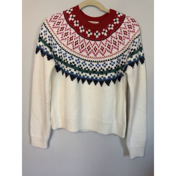 Marine Layer Fiorella Fair Isle Crewneck Sweater Merino Wool S NEW $178 - Picture 9 of 10